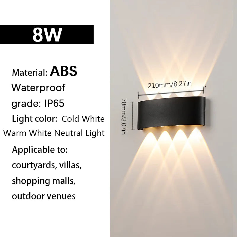 LED Wall Lights up & down AC85-265V ABS Waterproof Led Lights Modern Indoor Outdoor Appliances for Wall Panels Home Garden Yard