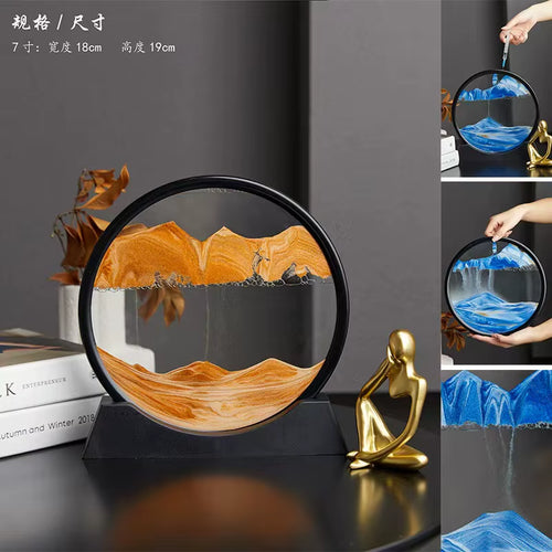 3D Flowing Sand Painting Moving Sand Art Picture round Glass Deep Sea Sandscape Hourglass Quicksand Craft Office Home Decor Gift