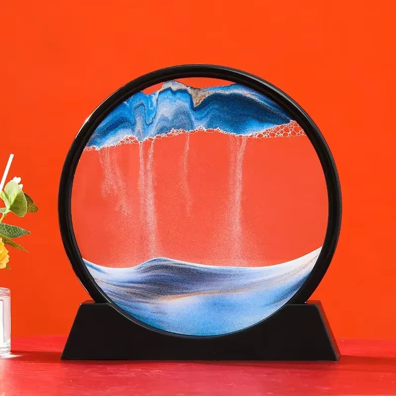 3D Flowing Sand Painting Moving Sand Art Picture round Glass Deep Sea Sandscape Hourglass Quicksand Craft Office Home Decor Gift