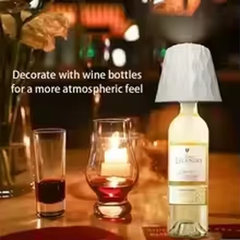Modern Wireless Bottle Table Lamp Touch Control of 3 Colors and Stepless Dimming Night Lamp for Wine Bottles Decor Desk Lights