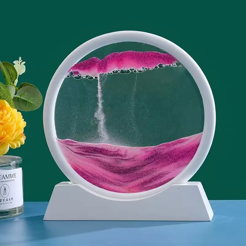 3D Flowing Sand Painting Moving Sand Art Picture round Glass Deep Sea Sandscape Hourglass Quicksand Craft Office Home Decor Gift