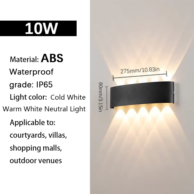 LED Wall Lights up & down AC85-265V ABS Waterproof Led Lights Modern Indoor Outdoor Appliances for Wall Panels Home Garden Yard