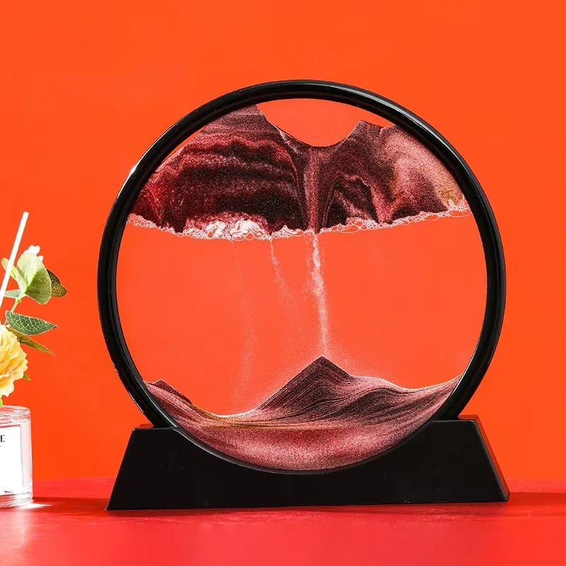 3D Flowing Sand Painting Moving Sand Art Picture round Glass Deep Sea Sandscape Hourglass Quicksand Craft Office Home Decor Gift
