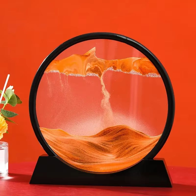 3D Flowing Sand Painting Moving Sand Art Picture round Glass Deep Sea Sandscape Hourglass Quicksand Craft Office Home Decor Gift