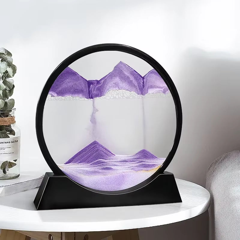 3D Flowing Sand Painting Moving Sand Art Picture round Glass Deep Sea Sandscape Hourglass Quicksand Craft Office Home Decor Gift
