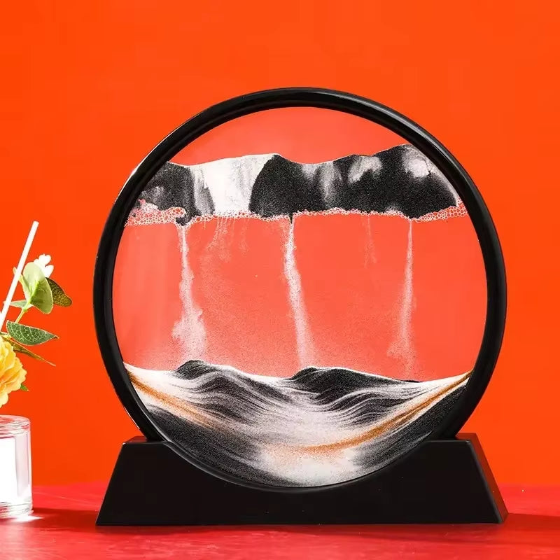 3D Flowing Sand Painting Moving Sand Art Picture round Glass Deep Sea Sandscape Hourglass Quicksand Craft Office Home Decor Gift