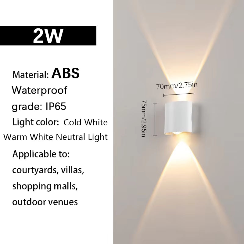 LED Wall Lights up & down AC85-265V ABS Waterproof Led Lights Modern Indoor Outdoor Appliances for Wall Panels Home Garden Yard