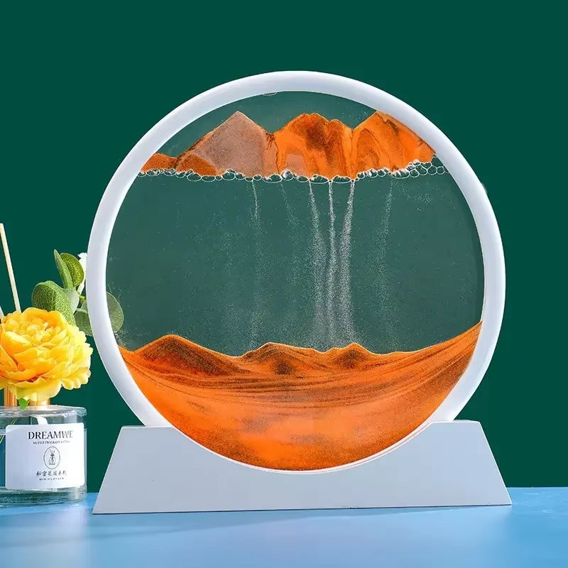 3D Flowing Sand Painting Moving Sand Art Picture round Glass Deep Sea Sandscape Hourglass Quicksand Craft Office Home Decor Gift