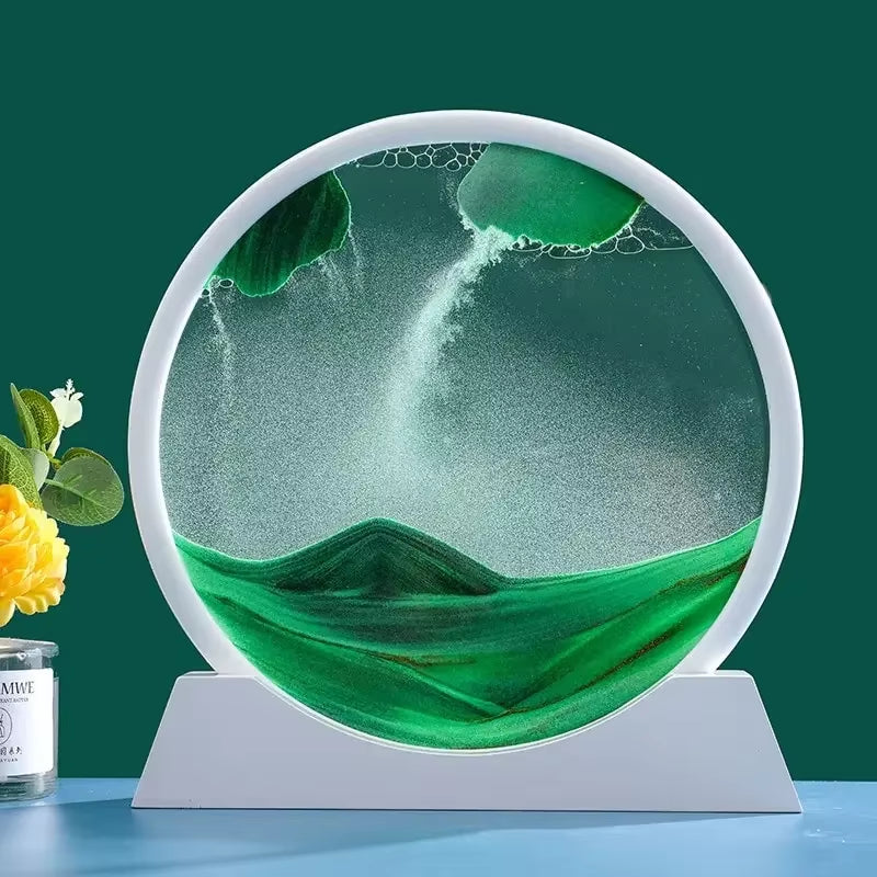 3D Flowing Sand Painting Moving Sand Art Picture round Glass Deep Sea Sandscape Hourglass Quicksand Craft Office Home Decor Gift