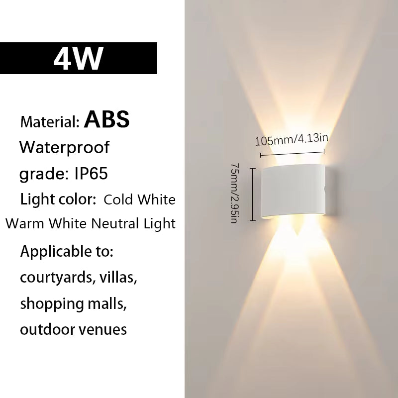 LED Wall Lights up & down AC85-265V ABS Waterproof Led Lights Modern Indoor Outdoor Appliances for Wall Panels Home Garden Yard