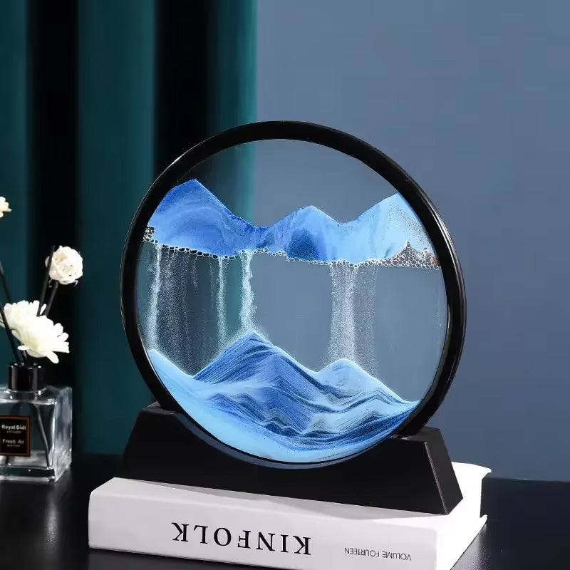 3D Flowing Sand Painting Moving Sand Art Picture round Glass Deep Sea Sandscape Hourglass Quicksand Craft Office Home Decor Gift