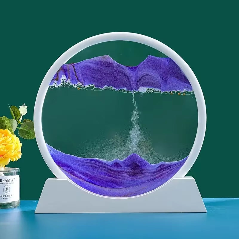 3D Flowing Sand Painting Moving Sand Art Picture round Glass Deep Sea Sandscape Hourglass Quicksand Craft Office Home Decor Gift