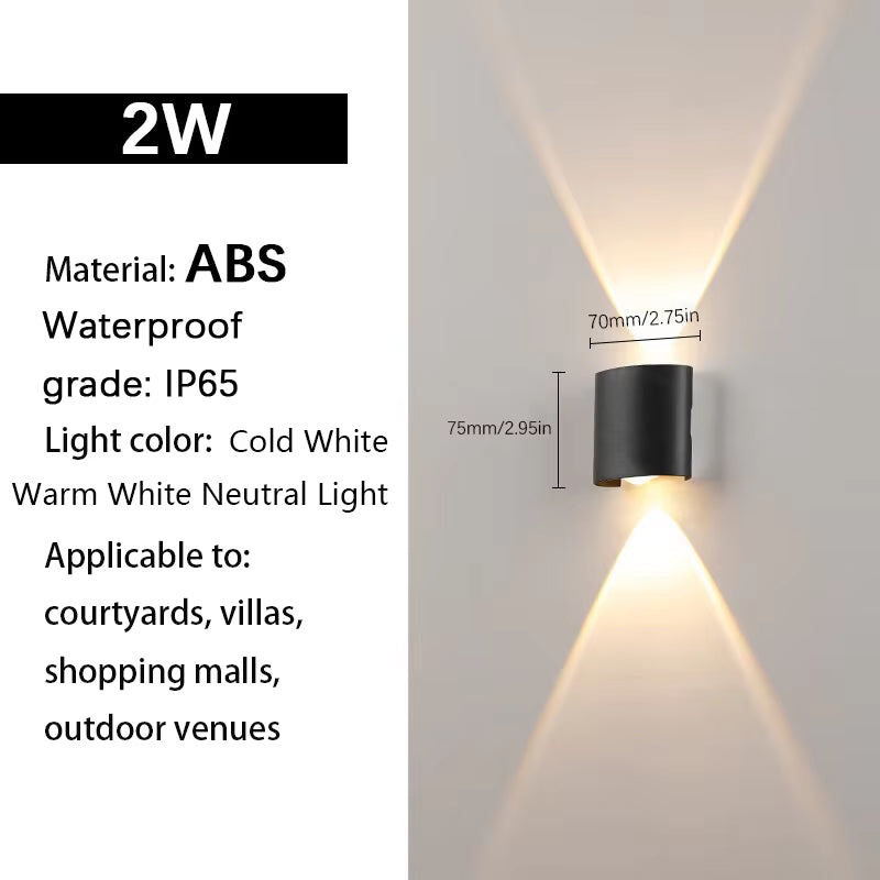 LED Wall Lights up & down AC85-265V ABS Waterproof Led Lights Modern Indoor Outdoor Appliances for Wall Panels Home Garden Yard