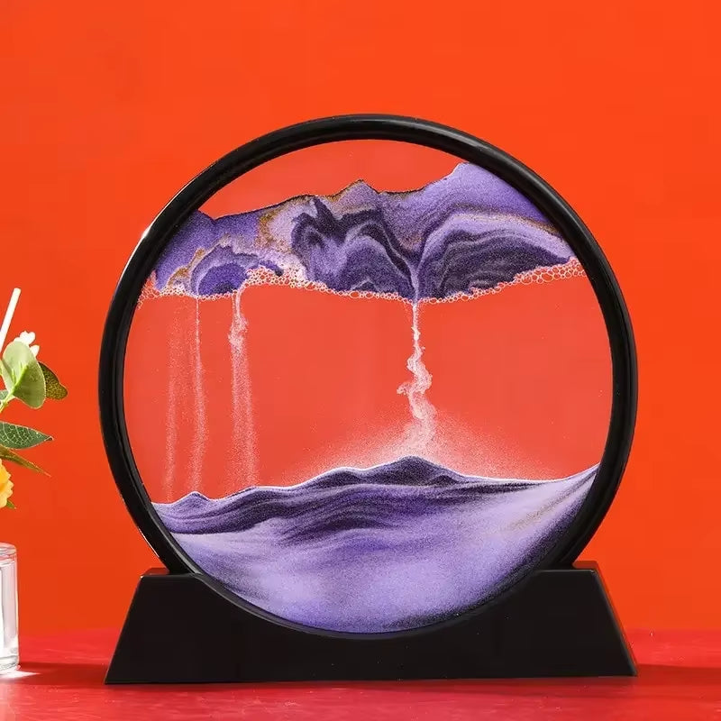 3D Flowing Sand Painting Moving Sand Art Picture round Glass Deep Sea Sandscape Hourglass Quicksand Craft Office Home Decor Gift