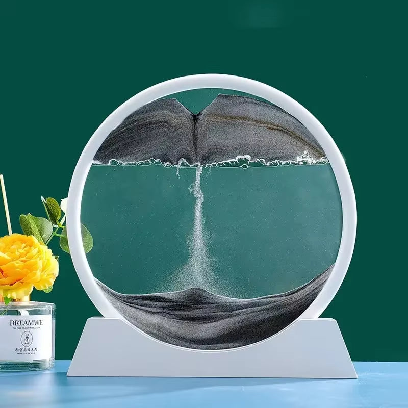 3D Flowing Sand Painting Moving Sand Art Picture round Glass Deep Sea Sandscape Hourglass Quicksand Craft Office Home Decor Gift