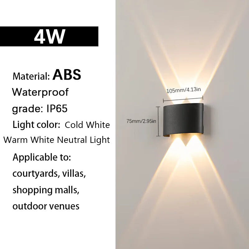 LED Wall Lights up & down AC85-265V ABS Waterproof Led Lights Modern Indoor Outdoor Appliances for Wall Panels Home Garden Yard